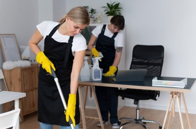 Clean office desk after professional cleaning